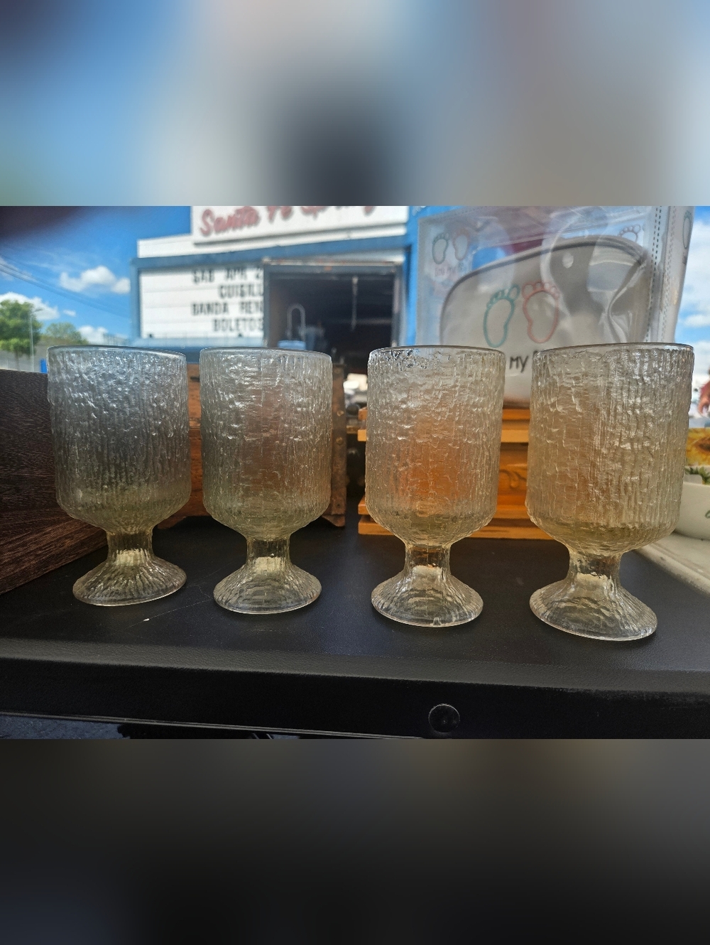 Textured Glass Goblet - Set Of 4
